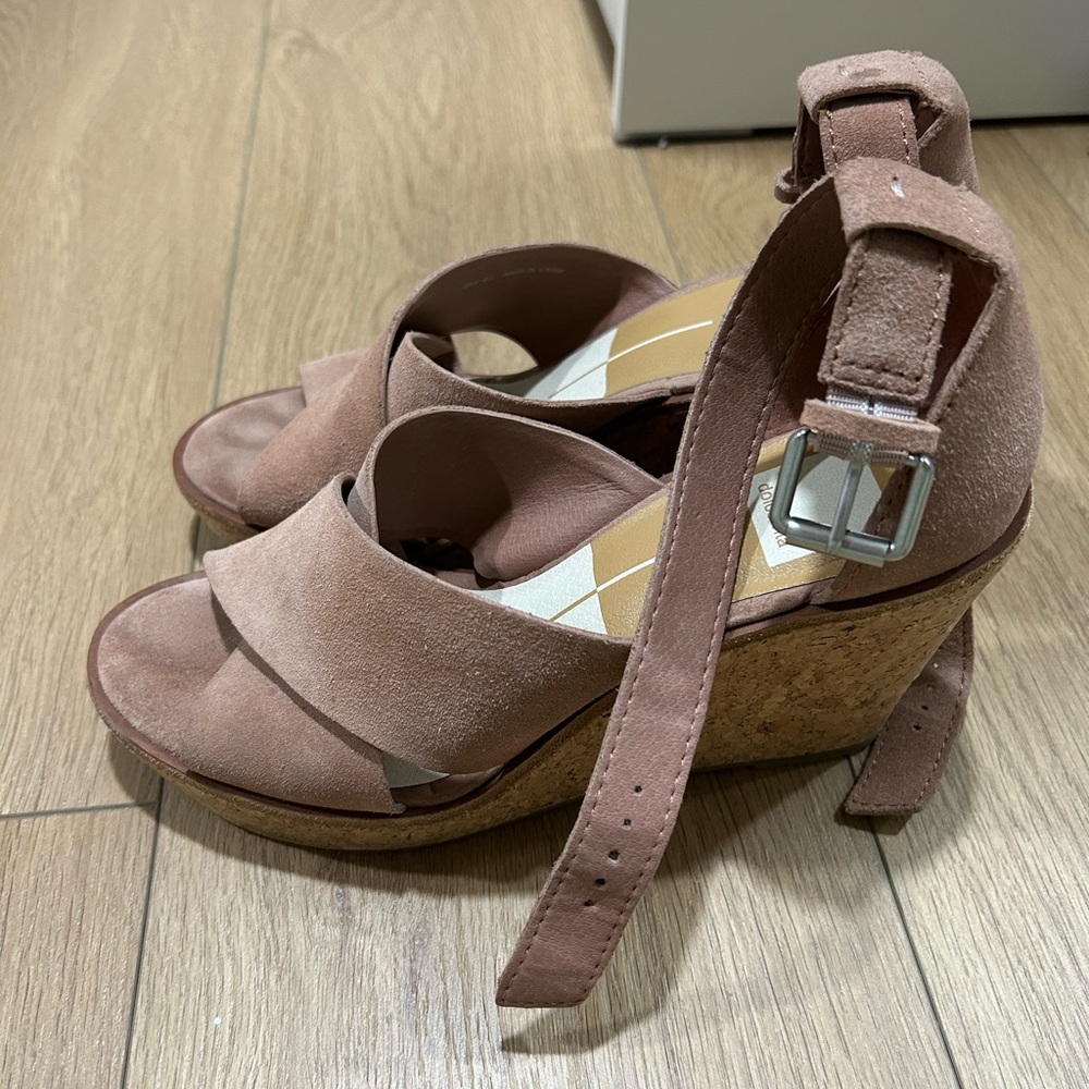 Cork and suede wedges